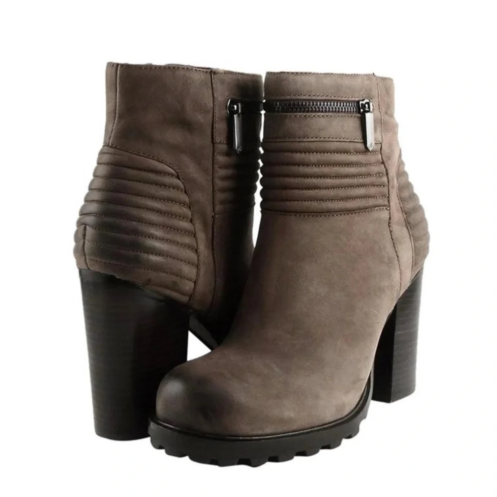 Sam Edelman Fowler Brown Leather Block Heel Ankle Boots 10 Women’s